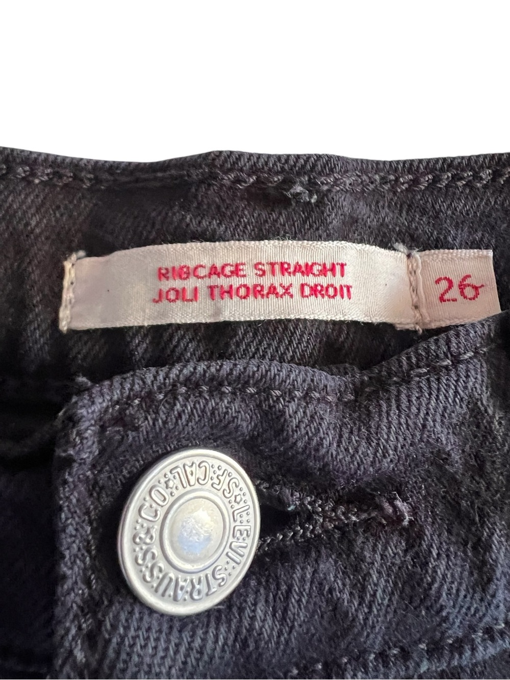 Levi’s Ribcage Straight button fly black jeans size 26 excellent condition - Picture 12 of 15